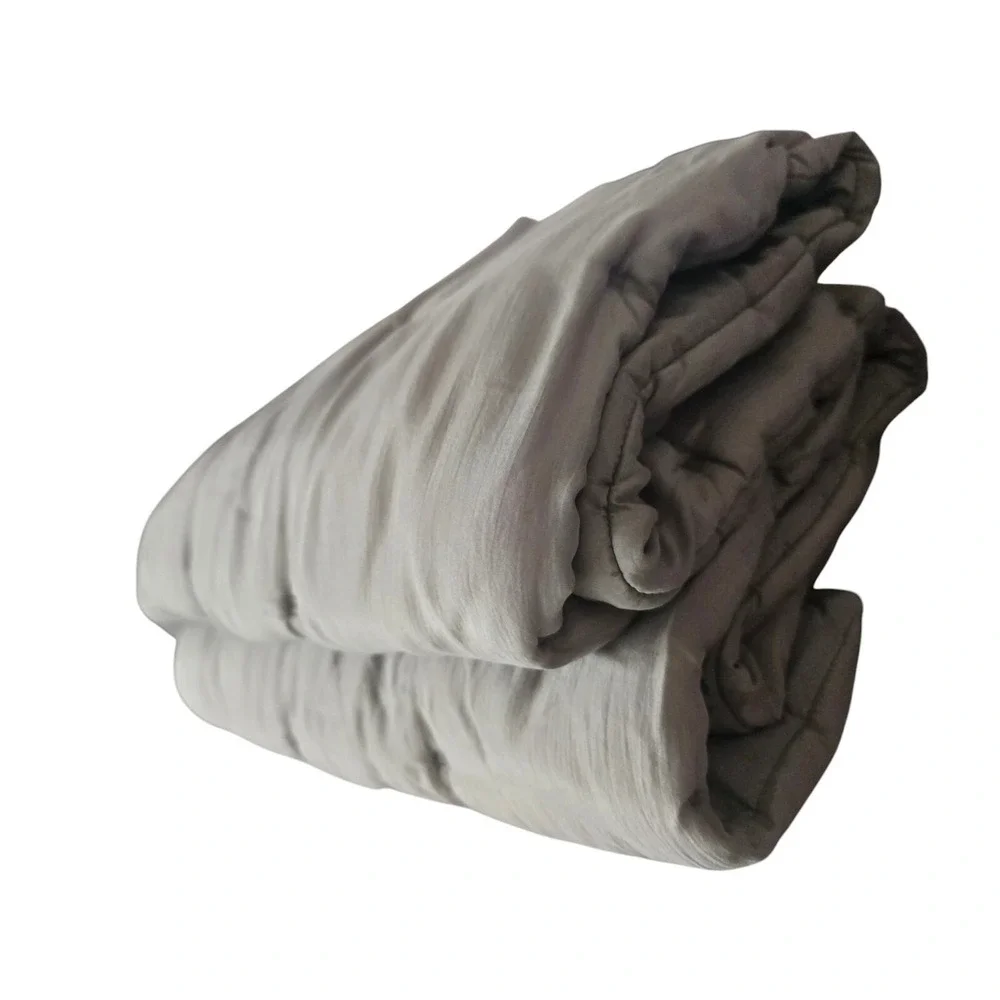 Two RH Restoration Hardware Tufted‎ Silk Fog Gray King Pillow Shams